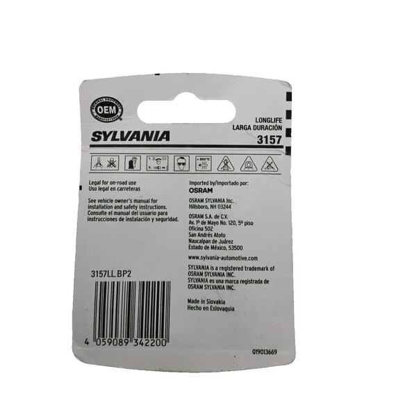 Sylvania LongLife 3157 27/8.3W Two Bulbs Brake Stop Tail Parking Replace OE Fit - Picture 2 of 2